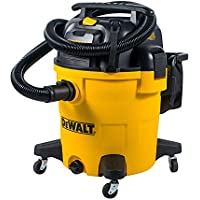 30-liter wet and dry vacuum with 5.5 HP motor, durable yellow body, hose attachment, and caster wheels for heavy-duty cleaning tasks