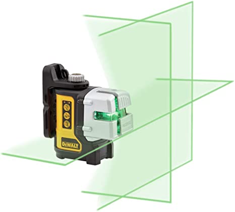 DeWalt DW089K laser level with green triple-beam laser and adjustable pivoting bracket for 90-degree alignment tasks
