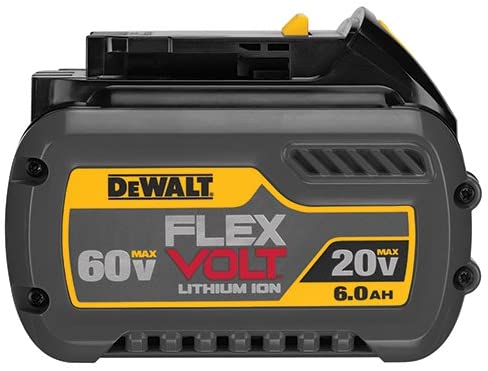 DeWalt FLEXVOLT 60V/20V MAX 6.0Ah lithium-ion battery pack with automatic voltage adjustment for power tools