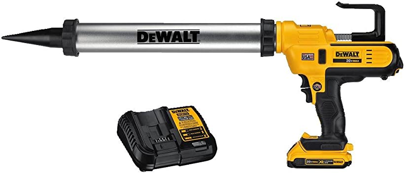 Cordless 20V caulking gun with variable speed trigger, drip prevention, and adjustable flow control plus charger included