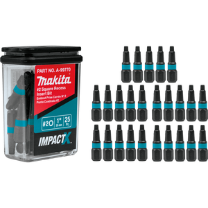 PACK OF 25 TIP #2 SQUARE 1'' LONG IMPACT MAKITA 