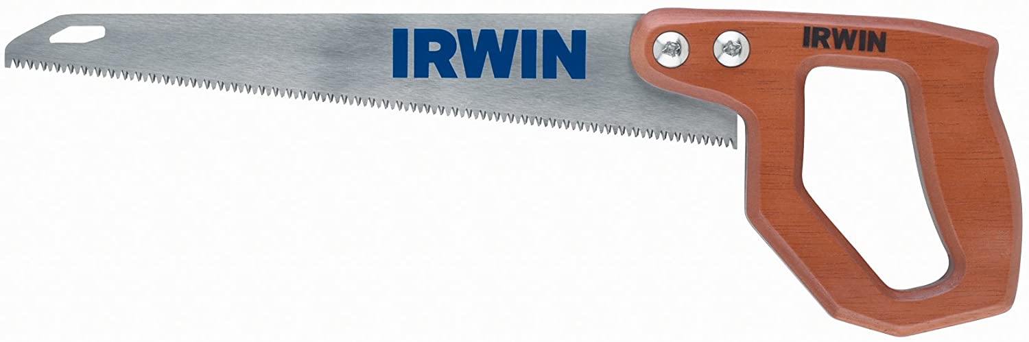 Hand saw with tri-ground teeth and thick blade body, wooden ergonomic handle for standard carpenter use