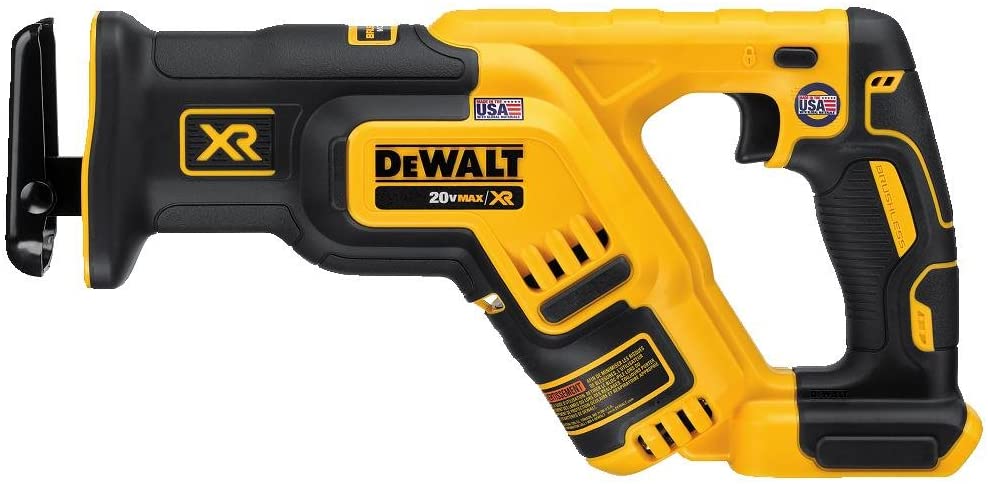 DeWALT 20V MAX XR compact variable speed reciprocating saw with ergonomic grip and durable housing design