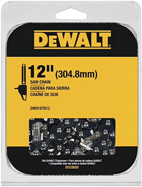 12-inch DeWalt saw chain with Centri-Lube oil channel for reduced friction and extended chain life in power saws