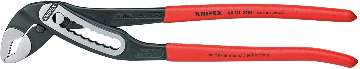 12-inch Knipex Alligator water pump pliers with self-locking mechanism and red insulated handles for professional use