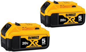 SET OF 2 DEWALT 20V BATTERIES. MAX 5AMP.