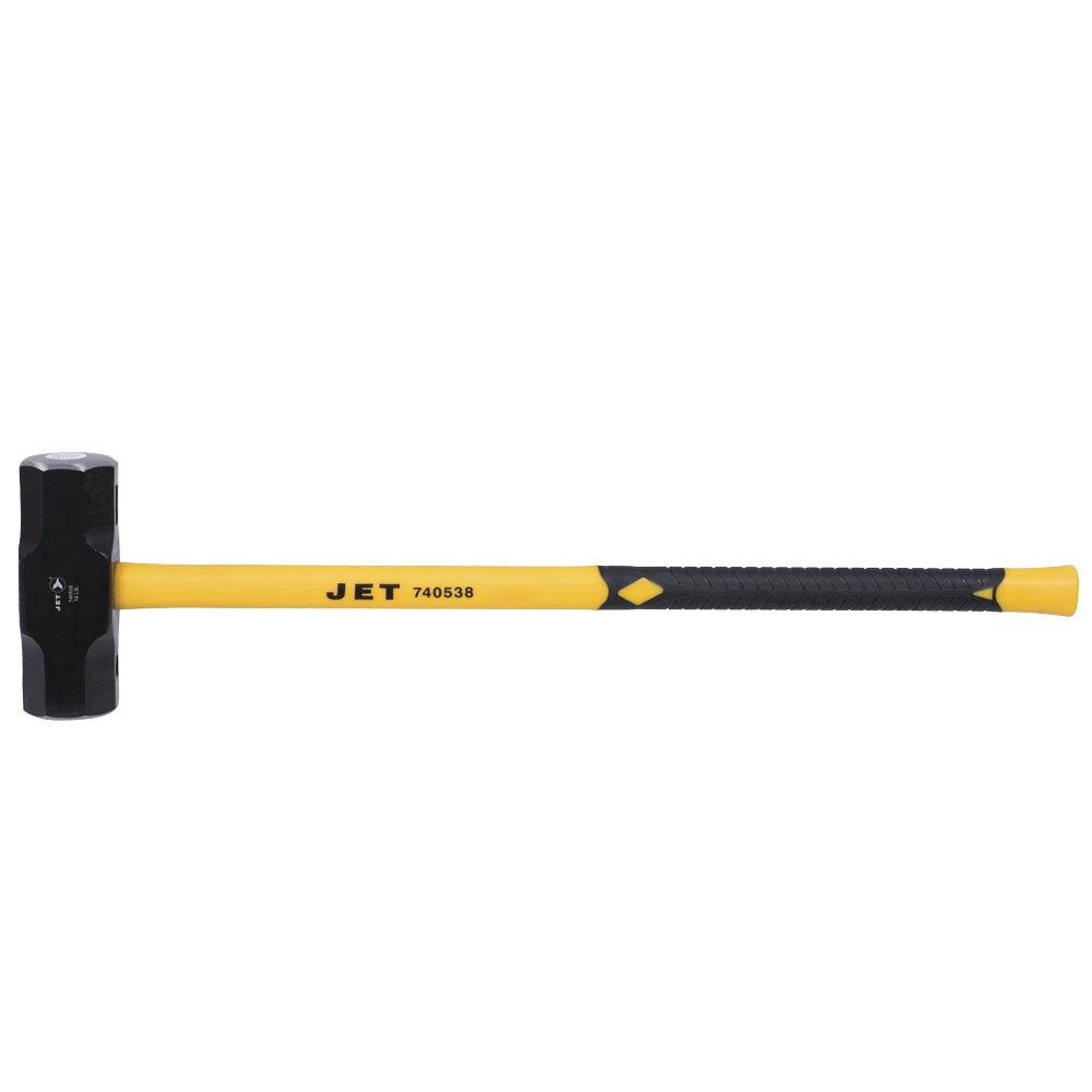 Jet blacksmith hammer with yellow fiberglass handle, polymer sheath, and PVC grip for maximum durability and resistance