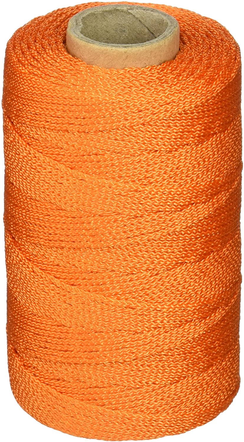 500-foot spool of bright orange mason line, tightly woven for durability in construction and repair tasks