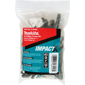 PACK OF 50 BIT PHILLIPS #3 X 2'' IMPACT MAKITA 