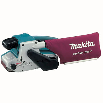 3" x 21" belt sander with variable speed control, flat top for tool reversal, and dust collection bag attachment