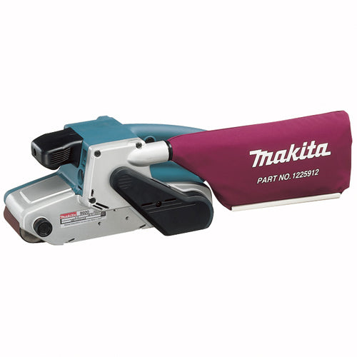 3" x 24" belt sander with variable speed control, flat top for fixed sanding use, and red Makita dust collection bag