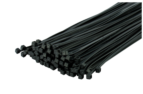 100 black nylon cable ties 11 inches long with 50 lb tensile strength, pack of 100 for bundling and securing cables