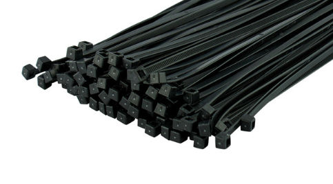 100-piece set of 15-inch black nylon cable ties with 120 lb tensile strength for secure bundling and fastening