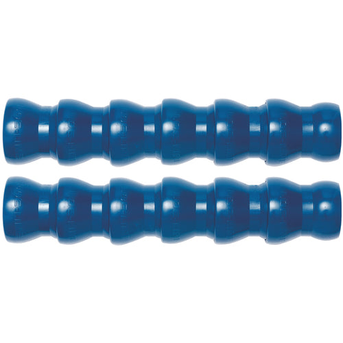 Two 3/4" blue hose segments with ball-and-socket design for flexible positioning without diameter reduction or kinking