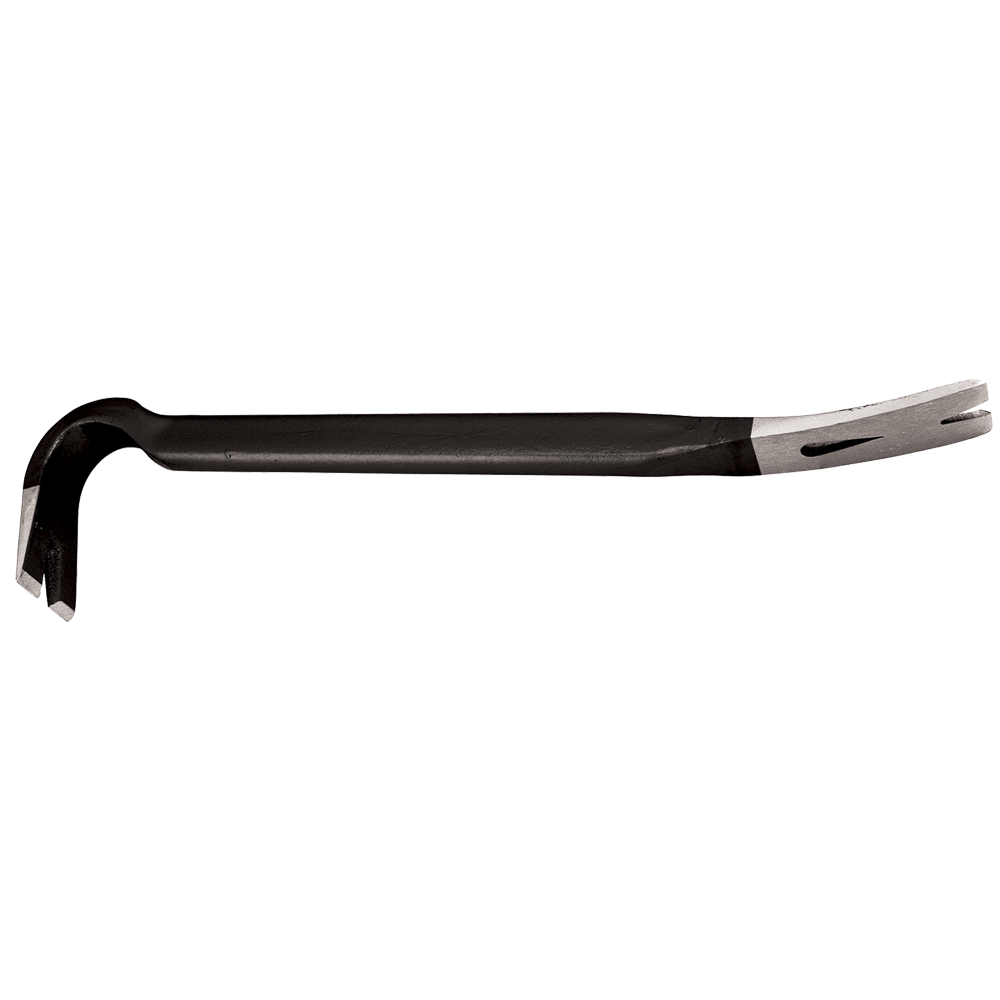Thick profiled demolition bar made of alloy steel with curved end and flat pry tip for heavy-duty use