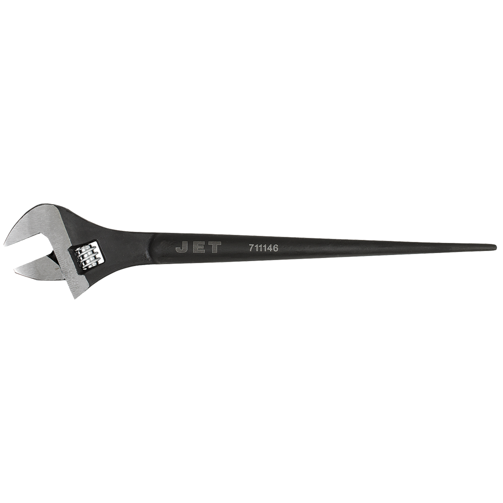 15-inch adjustable construction wrench with heat-treated shock-resistant steel and tapered round alignment bar handle