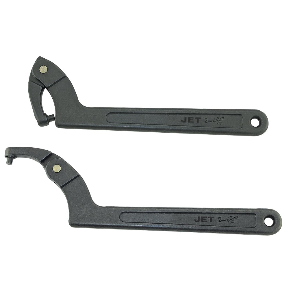 Adjustable spanner wrench with corrosion-resistant black oxide finish, for collars, lock rings, and bearings.