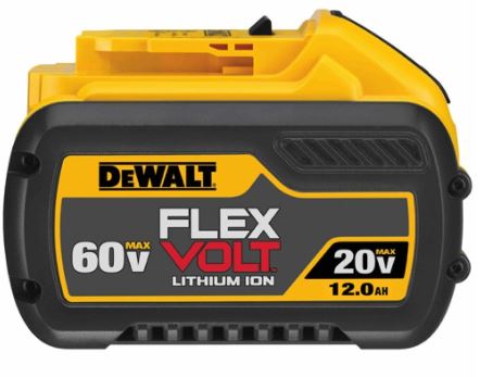 DeWALT 60V FLEXVOLT 12Ah lithium-ion battery pack with high capacity and maximum voltage output for power tools