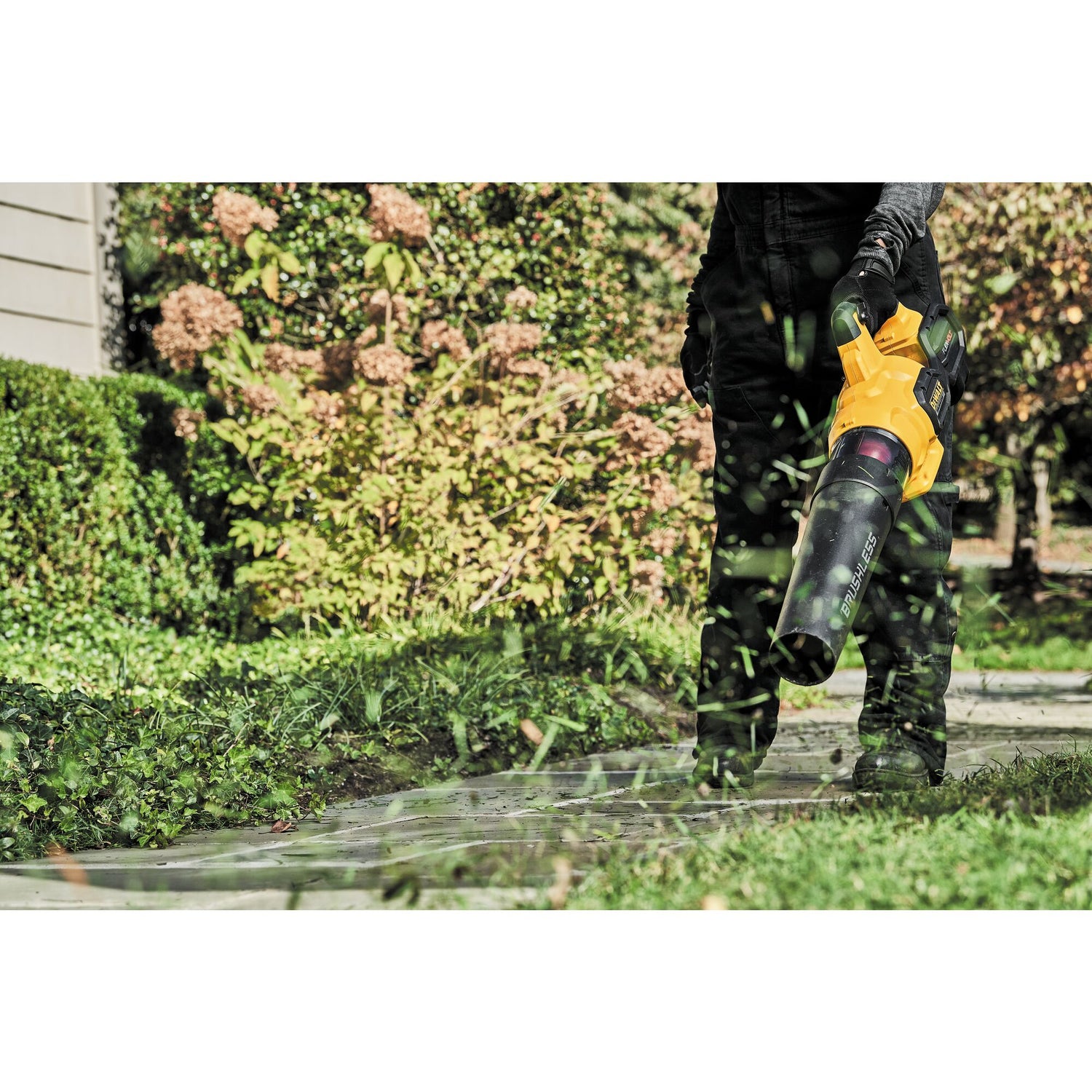 60V cordless leaf blower with brushless motor, high airflow, and ergonomic design for outdoor debris removal