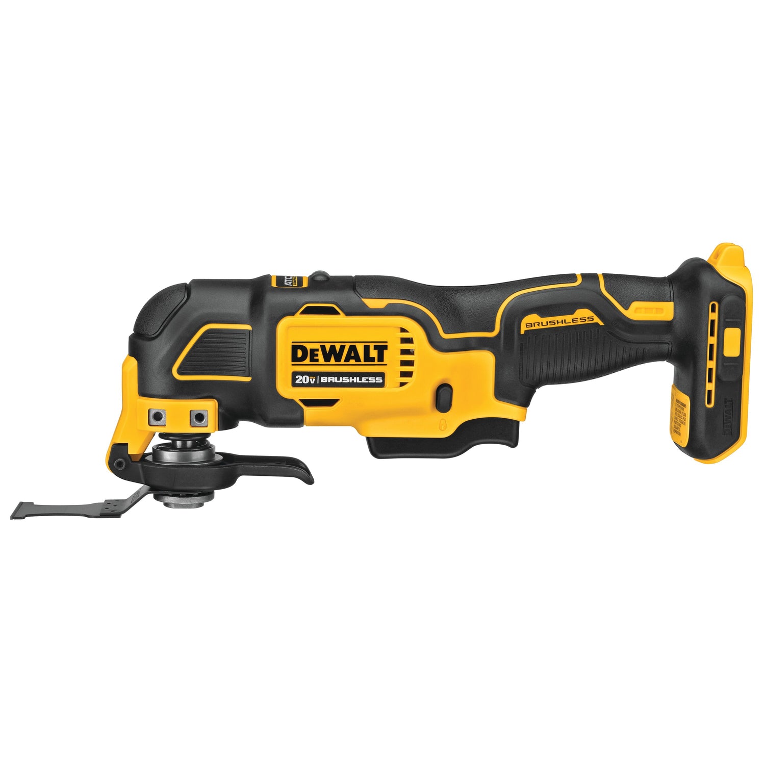 20V brushless oscillating multi-tool with ergonomic grip, universal adapter, and blade for wood cutting tasks