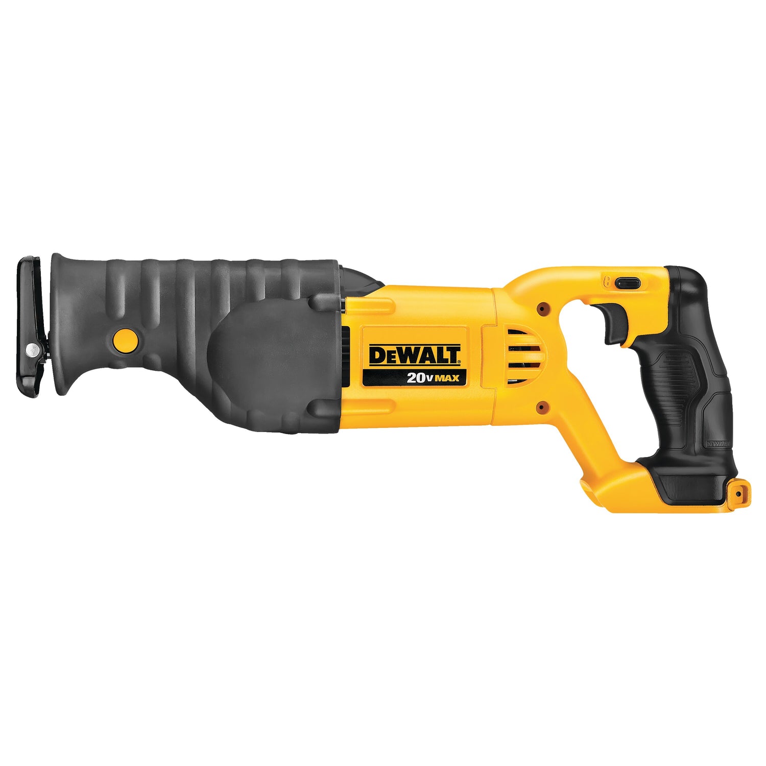 Cordless 20V MAX reciprocating saw with variable speed trigger, ergonomic grip, and compact design for efficient cutting tasks