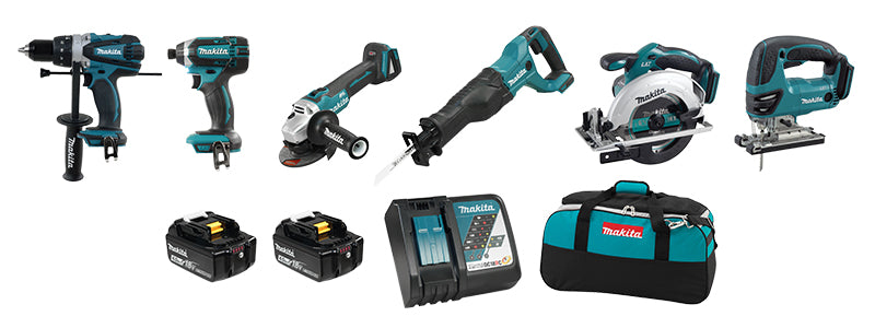 Produktbild von Makita Combo Kit DK0128G601: 6-stk. 40V 4Ah XGT Power Tool Set Mit Trapano DF001G, GA005G, TD001G, JR001G, HR002G, HS003G