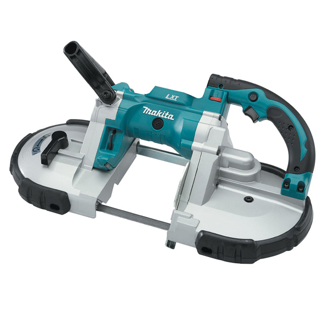 Cordless 18V LXT band saw with variable speed dial, LED light, ergonomic handle, and balanced lightweight design