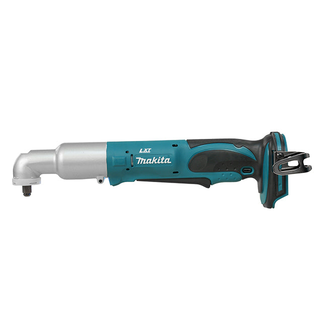 18V Makita compact angled impact wrench with 3/8" square drive, variable speed, and reversible function for tight spaces