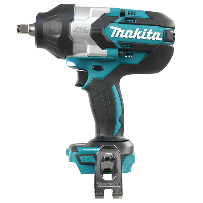 Makita 1/2 inch brushless impact wrench with compact design, high power-to-weight ratio, and three-stage impact power selection