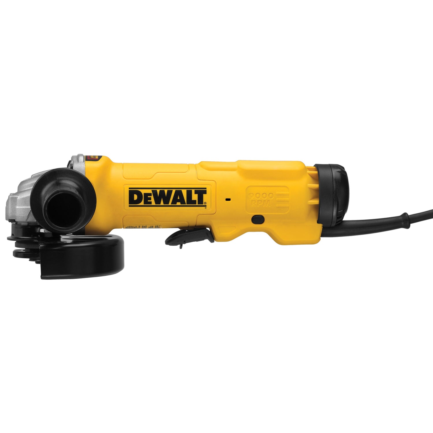 6-inch DEWALT paddle switch angle grinder with E-Clutch technology for motor and gear protection