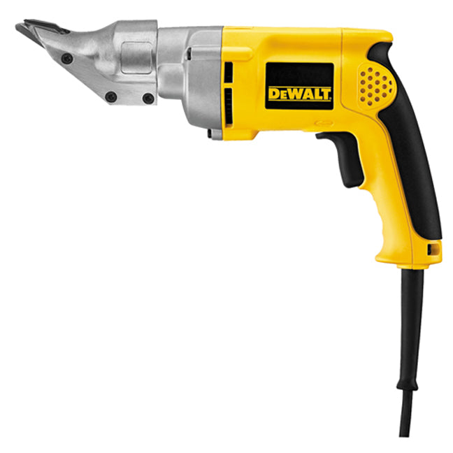 DeWalt DW890 18Ga swivel-head metal shear with 5A ball bearing motor, ergonomic handle, and continuous cutting capacity