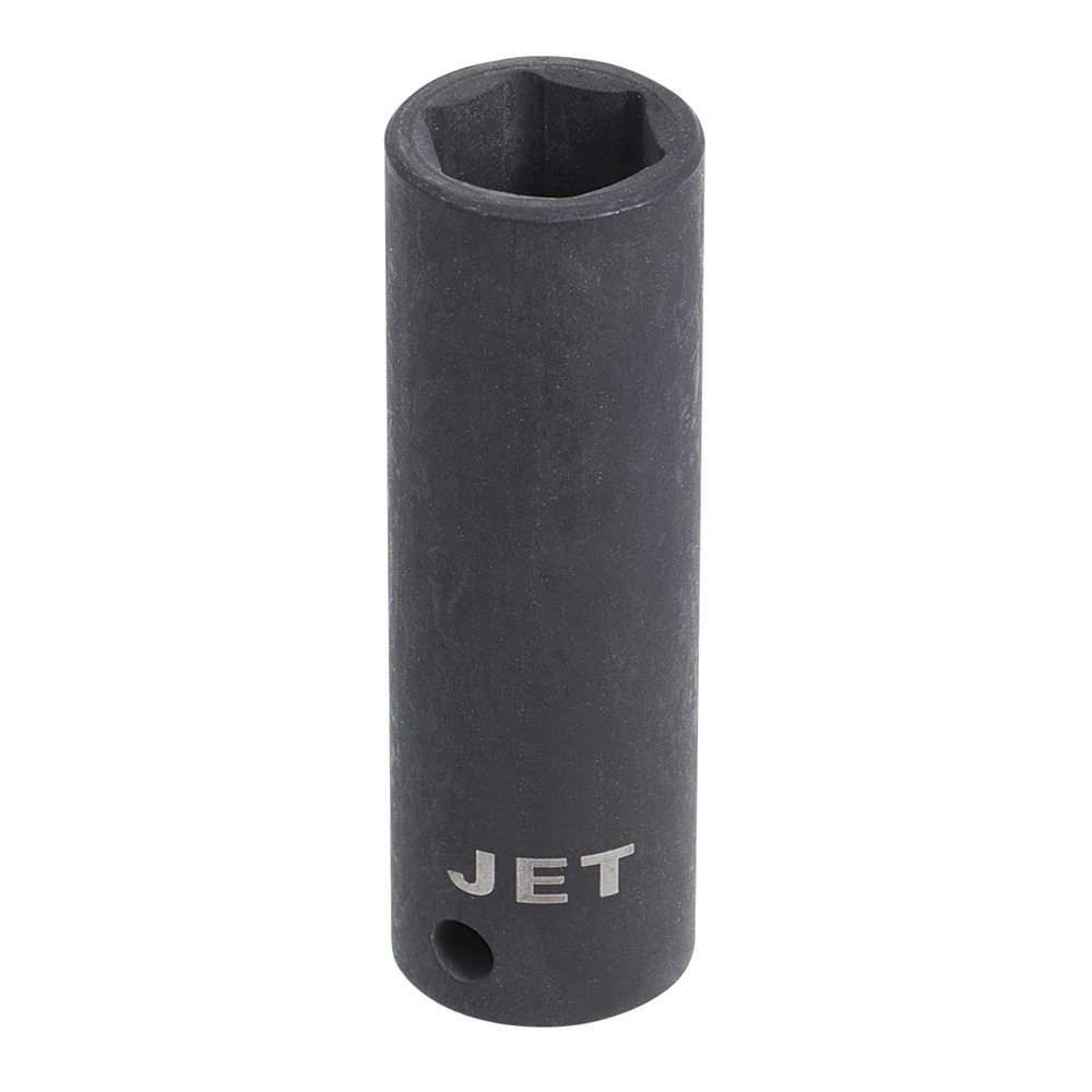Jet 3/4 inch drive deep impact socket with 6-point hex, chrome-molybdenum steel for high shock resistance