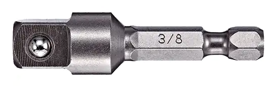 1/4 inch hex adapter for 3/8 inch socket, durable steel construction, compatible with power drills and impact drivers