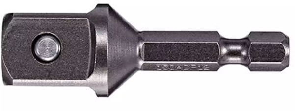 1/4 inch hex to 1/2 inch impact socket adapter with durable steel construction for power tool compatibility