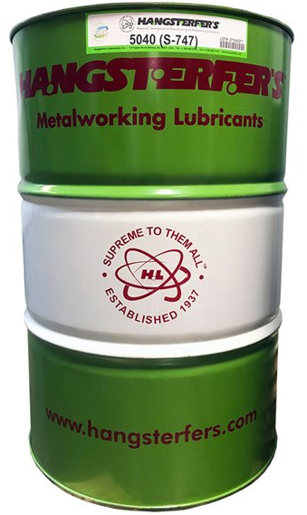205L green and white Hangsterfer metalworking lubricant drum with corrosion-resistant coating and branding details