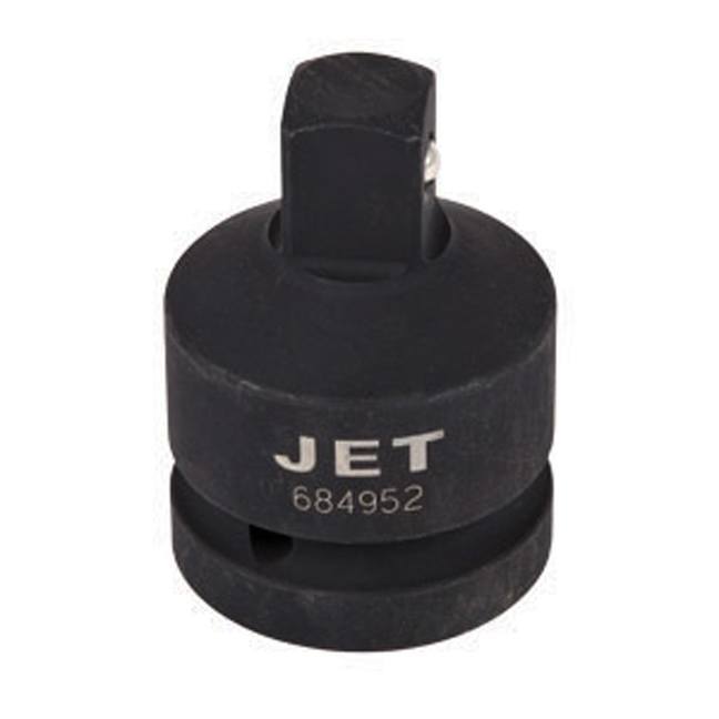 Jet impact socket adapter with chrome molybdenum steel construction, high shock resistance, and secure locking pin mechanism