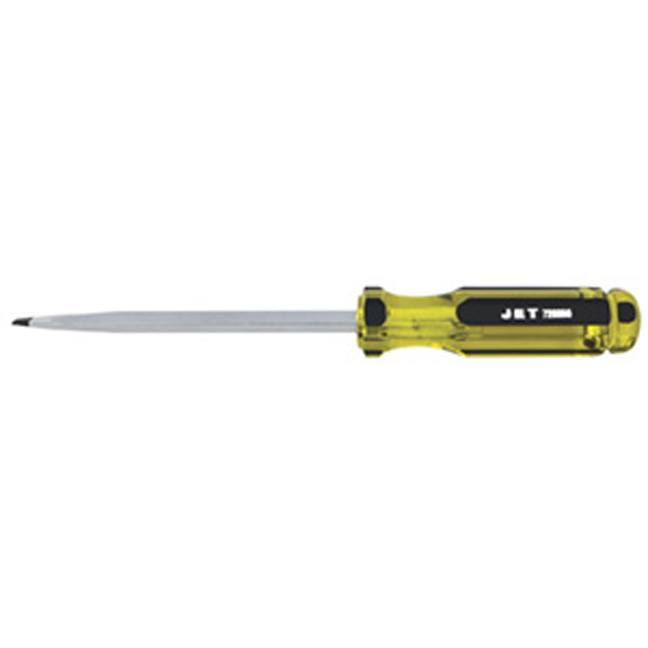 Flathead screwdriver with oversized ribbed translucent yellow acetate handle for maximum torque and chemical resistance