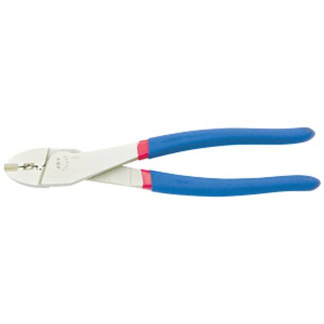 Electrician's wire stripper, cutter, and crimper pliers with chrome vanadium steel and cushioned blue handles