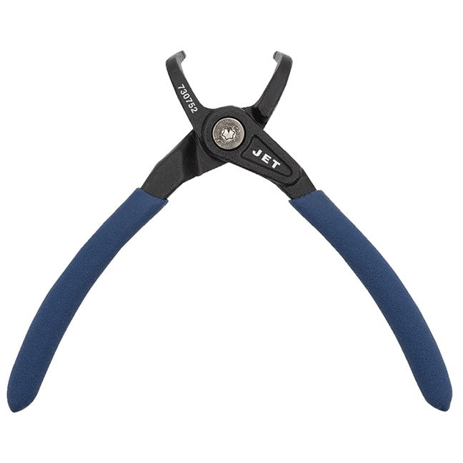 Jet brand internal and external ring pliers with blue cushioned handles and hardened steel curved tips