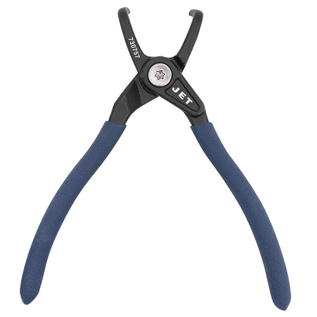 Jet heavy-duty internal and external snap ring pliers with angled hardened SUJ2 steel tips and blue grips
