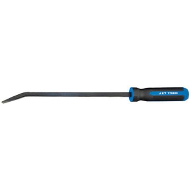 Jet mechanic's lever with chrome-molybdenum steel shaft, hollow rod, angled tip, and ergonomic blue-black handle