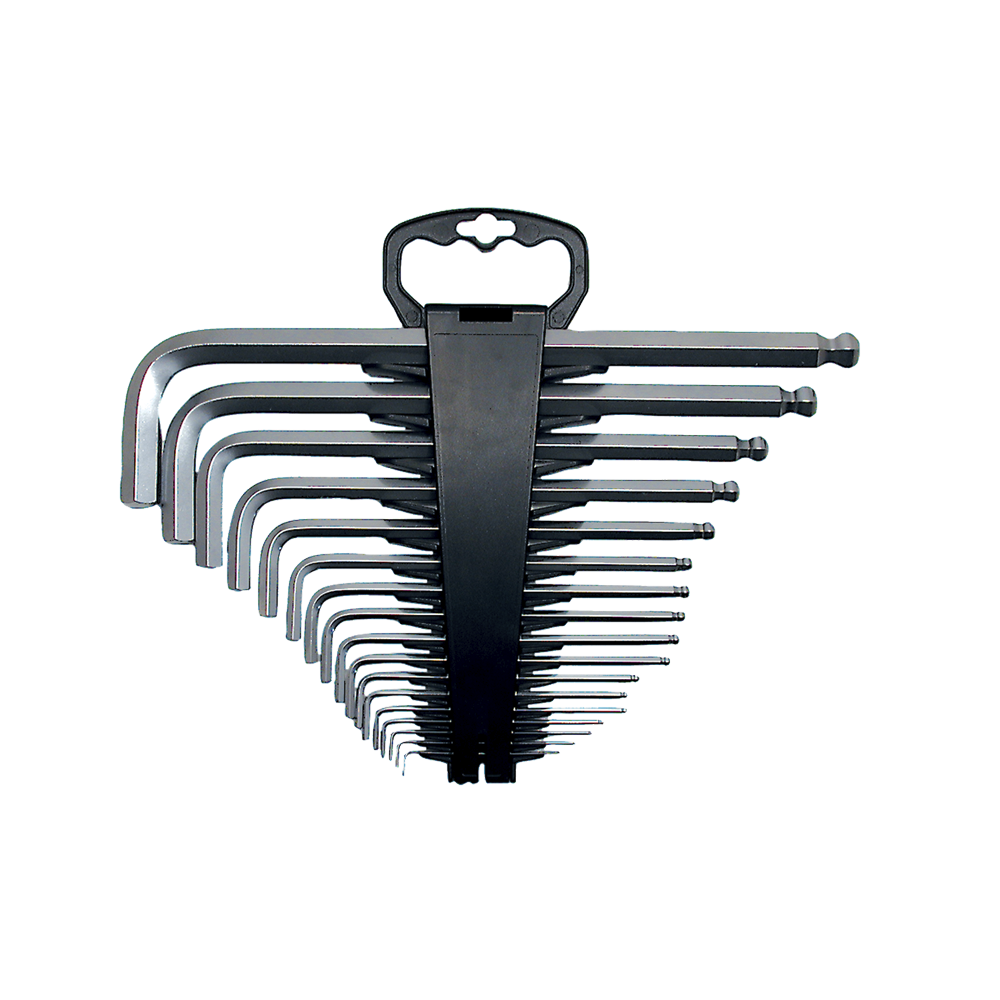 Set of jumbo SAE ball-end hex keys with storage holder, featuring large sizes for heavy-duty hex fasteners.