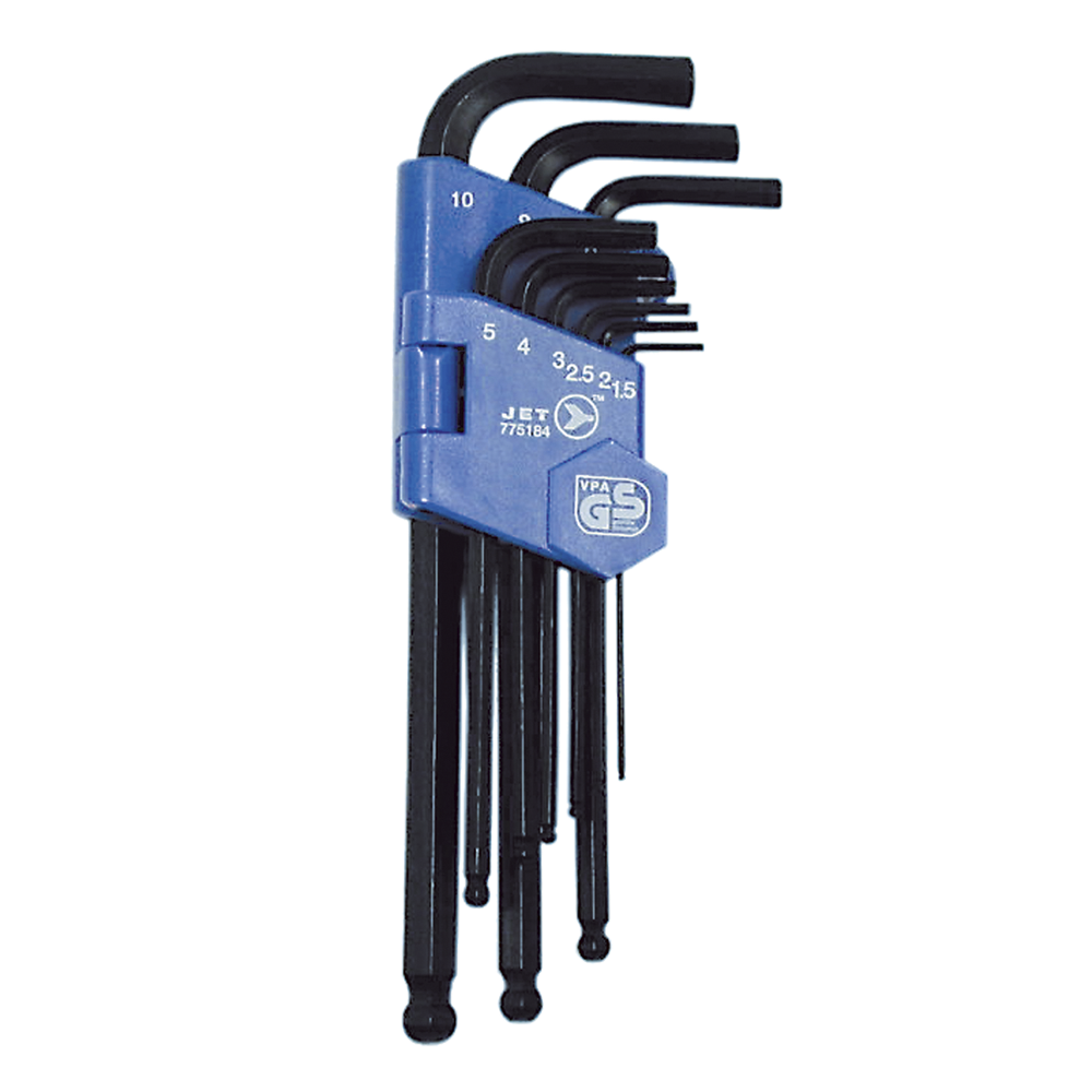 Set of 9 extra-long ball end hex keys with metric sizes, designed for hard-to-reach bolts and increased tightening power