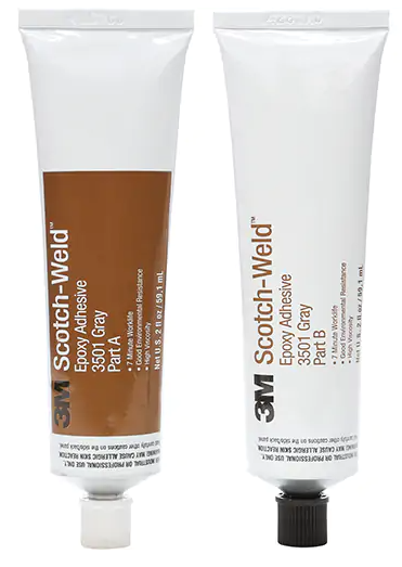 3M Scotch-Weld two-component epoxy adhesive 2 oz tubes part A and part B in gray for bonding multiple surfaces