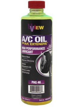 8oz bottle of high-performance A/C compressor oil with UV dye for leak detection and improved system efficiency