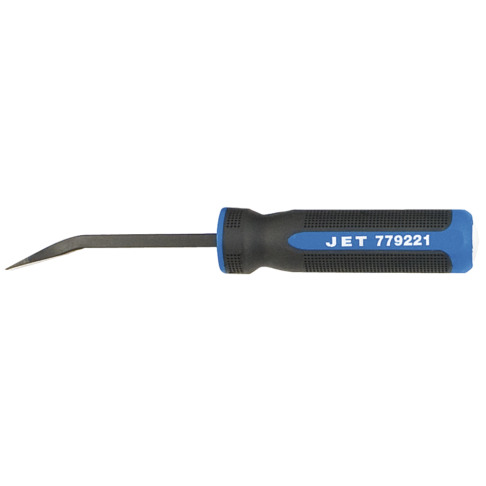 Jet mechanic's lever with chrome-molybdenum steel bent hollow shaft and ergonomic blue-and-black handle