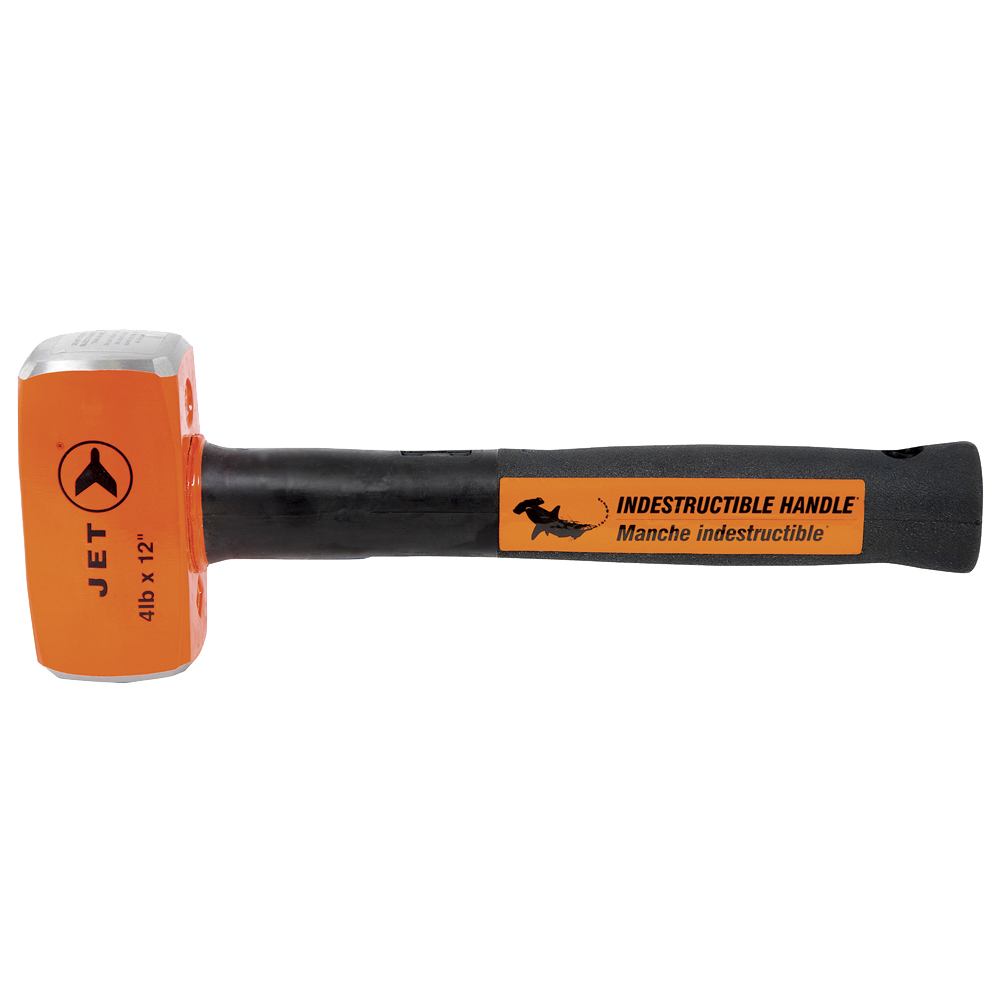4lb rubber-coated steel hammer with indestructible handle absorbing impact and vibration, 12-inch length