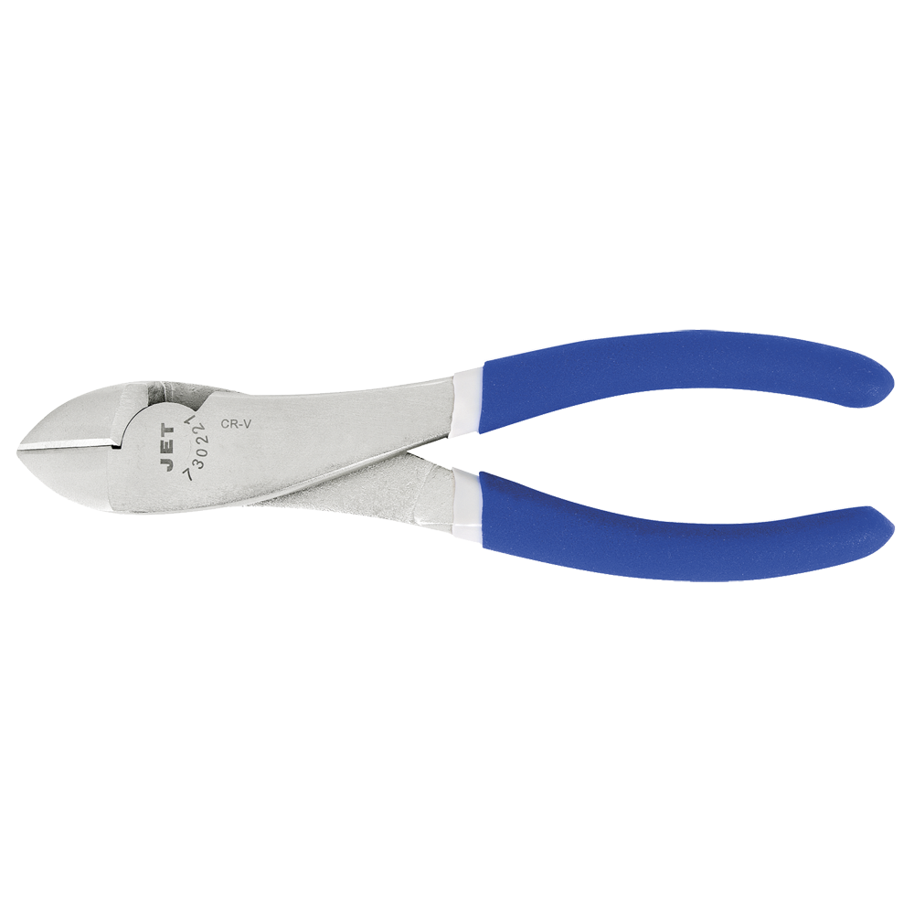 8" cutter pliers with blue ergonomic handles, high-strength steel construction, and sharp cutting edges