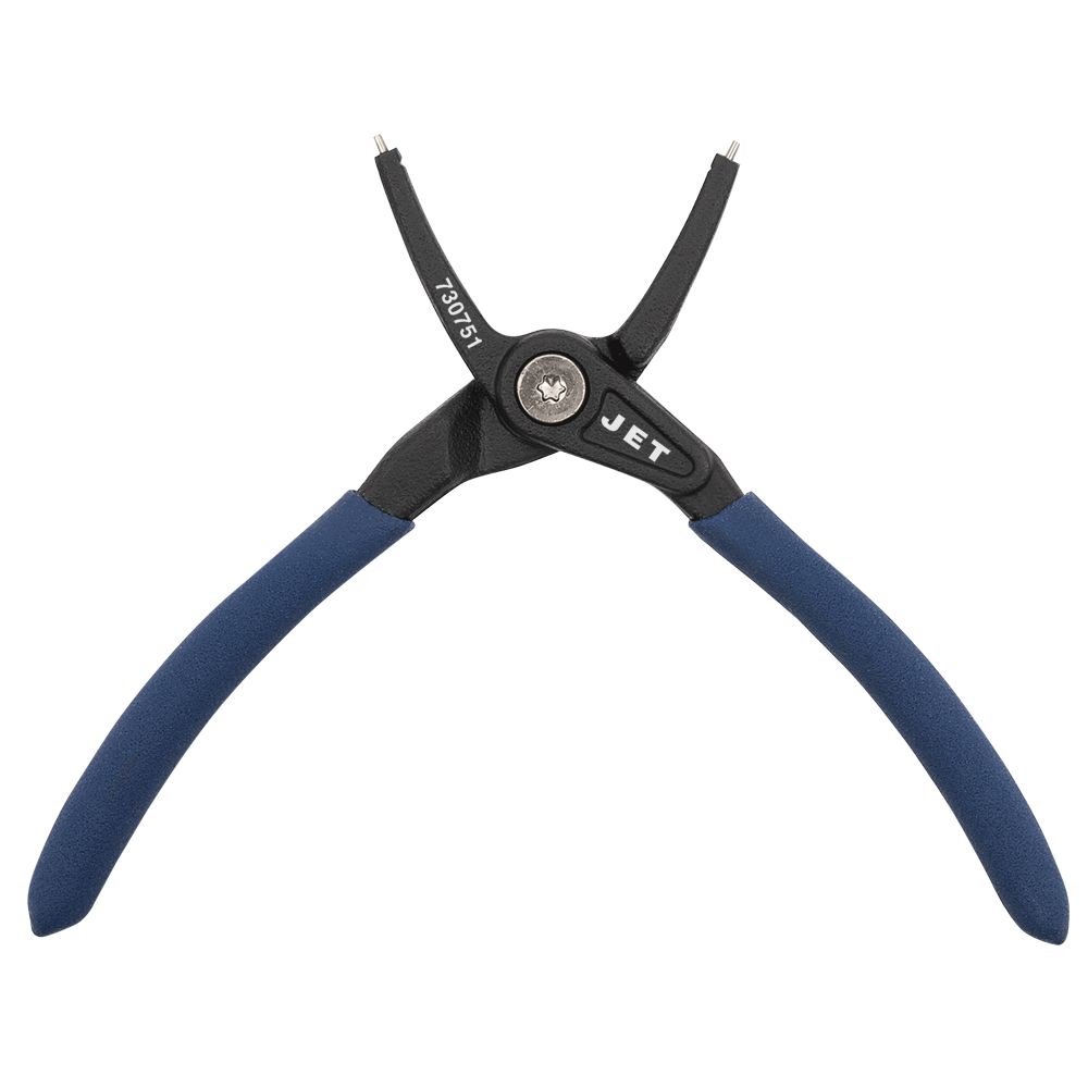 Jet heavy-duty external/internal circlip pliers with bent tips and blue anti-slip handles for industrial and automotive use
