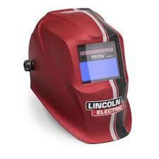 Red Lincoln Electric welding helmet model 1740 Recode K3495-3 with auto-darkening lens and ergonomic design
